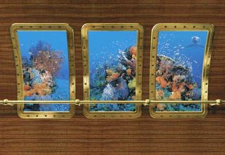 Fototapete, Atlantis, 8 teilig, 368 x254 cm, Korallenriff mit Hai