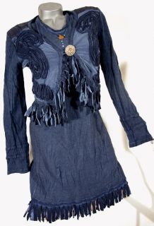 ELISA Cavaletti Bottega Twin Set 2 teilig Top / Kleid + Jacke blau M L