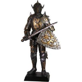 Dekofigur Ritter mit Schild und Schwert 33 cm Mittelalter Skulptur