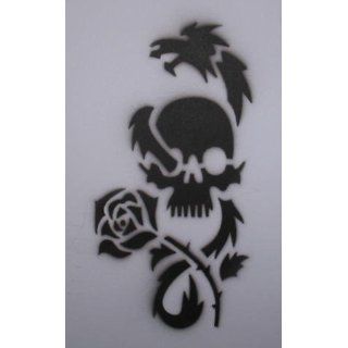 Tattoo Totenkopf mit Rose Airbrush Schablone M 002 Sparmax Skull and