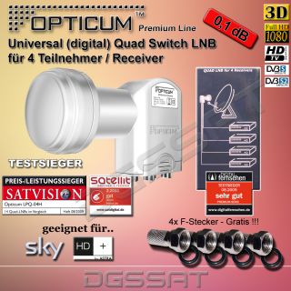 Opticum Quad digitales LNB LQP 04H 3D 0,1 dB Rauschmaß Quattro Switch