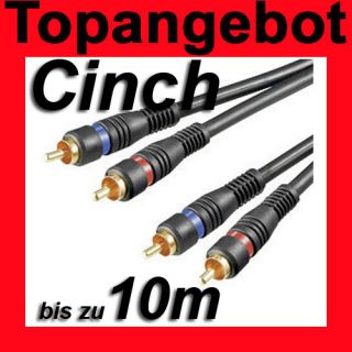 10m Cinch Anschluss Kabel Stereo Anlage Boxen HQ #9681