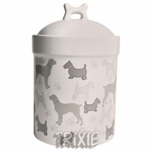 Keramik Futterdose, mit Hunde Motiv, 1,2 l / 12 cm