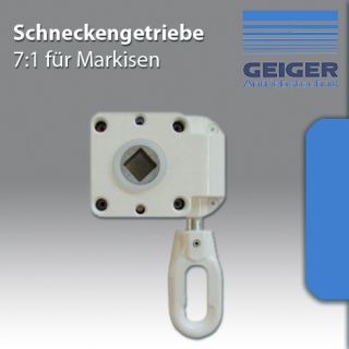 Geiger Schneckengetriebe 7:1, Getriebe für Markisen, ovale Öse grau