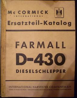 MC Cormick Farmall D430 Schlepper Ersatzteilkatalog