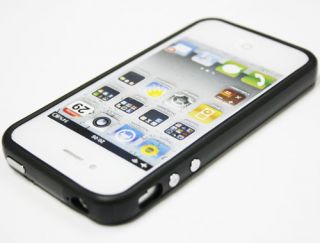 iPhone 4 4G 4S Silikon Bumper Tasche + Vorder & Rückseite SchutzFolie