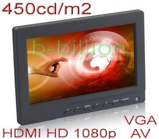 Zoll 1080p LED On DSLR Kamera HDMI AV VGA 450cd/m2 Externe Breitbild