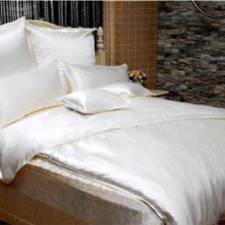 Bettbezug Seiden Bettwäsche Satin White Uni, eleganter Luxus Seiden