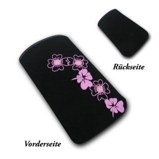 Hülle schwarz mit Blumenmuster in lila für Samsung S5230 / S5230