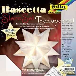 Faltblätter Bascetta Stern Transparent weiß, 20x20 
