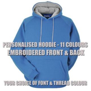 Personalised Embroidered Unisex Premium Hoodie YOUR TEXT FRONT & BACK