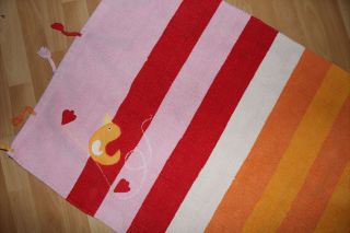 IKEA Barnslig Rand Teppich, rot/orange Flickenteppich,Kinderteppich
