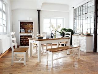Bodo Esstisch Tisch 180 x 90 cm Landhausstil Kiefer massiv weiß honig