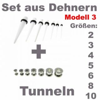 Set Tunnel Dehnstab Dehnungsset Dehnungssichel Spirale Schnecke 2 3 4