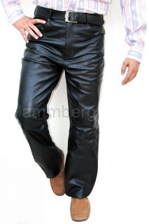Lederhose Straight Cut Leather Pants Lederjeans Rindsleder Hose NEU W