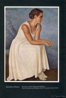 Schlesisches Mädchen Schlesien Kunstdruck 1939 O. Engelhardt