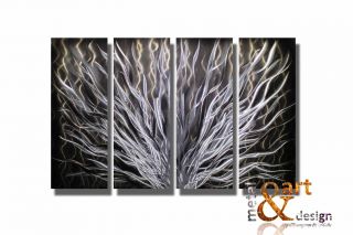 NEU METAL&ART DESIGN Metall Bild Abstrakt Modern Kunst Schwarz Silber