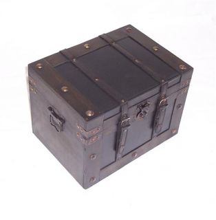 Massivholz Box 611 Kunstleder Seefahrerkiste Antikoptik Holz Kiste