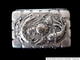 Wunderschöne alte Silber Pillendose Hummer Fisch Motiv aus China um