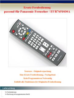 Ersatz Fernbedienung für Panasonic EUR7651030A TV Fernseher Remote