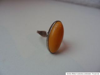 Antiker Ring 925 Silber Bernstein Butterscotch Amber Größe 53