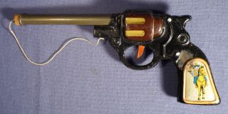 Blech Korken Pistole Cowboy Japan 50er Jahre Pistol Gun alt vintage