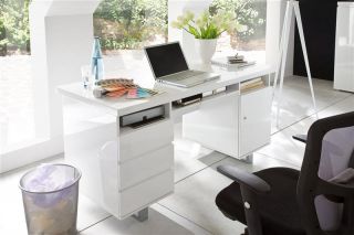Schreibtisch LACK2 HG Weiss Bürotisch PC Tisch Lackiert