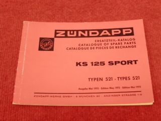 Zündapp Ersatzteilkatalog KS125 Sport Typ 521