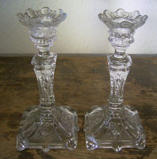 Paar antike Pressglas Leuchter 2 Kerzenleuchter 1880/90