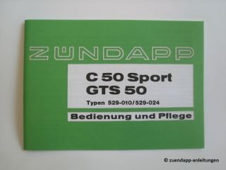 Bedienungsanleitung Zündapp C 50 Sport, GTS 50, 529 024