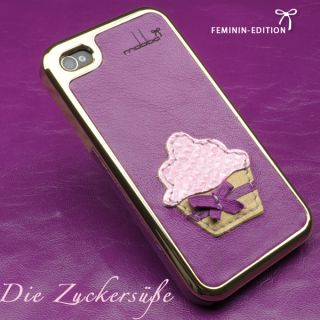 iPhone 4 Cover Hard Case Hülle Schutzhülle Leder lila Die