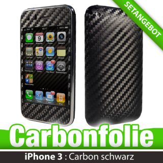 Iphone 3G / 3GS Carbon Folien Skin SET   schwarz  