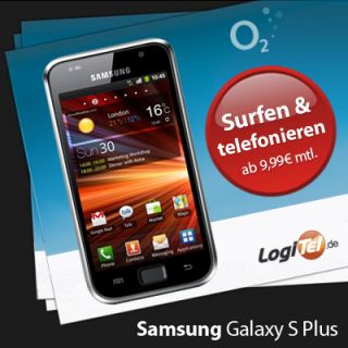Samsung Galaxy S Plus i9001   schwarz Handy+o2 Verrtrag+o2 & Datenflat