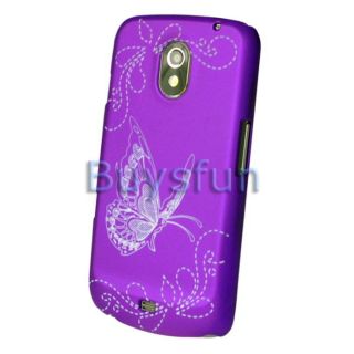 Purple Butterfly Laser Engraved Cover Case for Samsung Galaxy Nexus