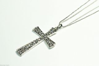 K47 Kette Halskette Luxus XXL Kreuzkette Kreuz Anhaenger Jesus Strass