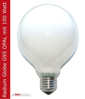 Radium Globe Glühbirne Glühlampe 100W 100 Watt E27 OPAL G95 95mm