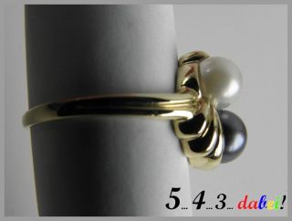 Damen Ring Goldring 585er Gelbgold Gold Fingerring mit Perlen Gr. 17