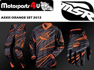 MSR MX Axxis Orange Riding Gear Set Satz Pant Hose Shirt Gloves 2012