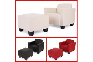 Modular Sessel Loungesessel mit Ottomane Lyon Kunstleder schwarz rot