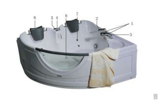Luxus Whirlpool Spa Massage Bad Eckwanne mit Radio, LED Licht