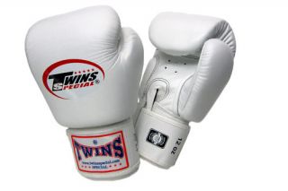 TWINS Boxhandschuhe, Muay Thai, 12oz, Leder, weiss