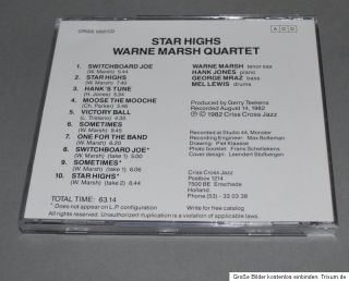 CD Warne Marsh Quartet STAR HIGHS 1982 [Mint ]