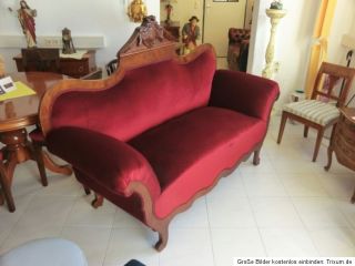 TRAUM Biedermeier Sofa Diwan Rokoko Restauriert Couch Weinrot Nr. 4634