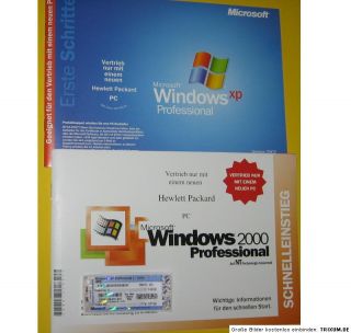 HP Win XP Pro+Win 2000 Pro Deutsch Handbuch+Lizenz Key
