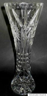 hohe Rosen Vase Bleikristall Kristall geschliffen Schleuderstern H28cm