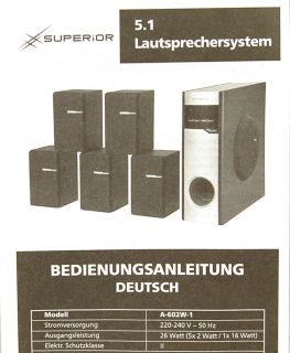 SUPERIOR 5.1 Lautsprechersystem A 602W 1 gebraucht