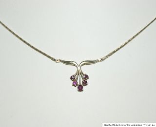 antikes elegantes Collier/Silberkette aus 925er Silber mit Rubinen