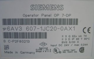 Operator Panel OP7 DP 6AV3607 1JC20 0AX1 6AV3 607 1JC20 0AX1