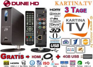 Kartina TV DUNE 53D WLAN IP BOX HD 3D Russische IP TV
