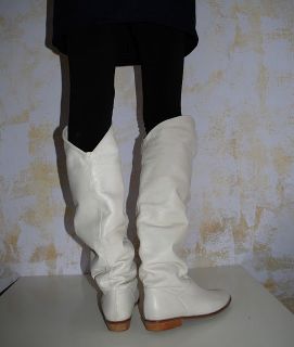 Slouch Overknee Stiefel 40 Leder off white weiss Langschaft Boots